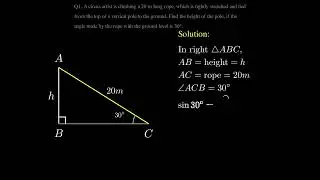 Class 10 | 9. Applications of Trigonometry | Ex: 9.1 | Q 1 | Solution