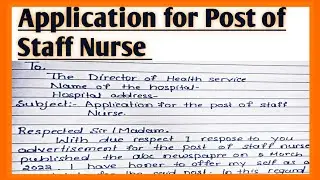 Job application for  post of staff nurse l How to write a latter for post of staff nurse l job latte