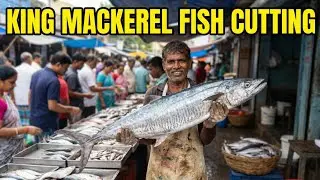 7KG Big Giant King Fish Cutting | Fish Cutting Skills | King Mackerel Fish Cutting 