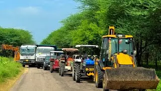Jcb 3dx Loading Mud TATA Tippers Trolley Tractors Swaraj 855Fe New Holland 3630 Tractor Thar truck