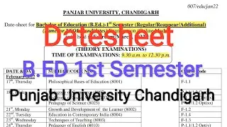 B.ed 1st Semester Datesheet 2022 PU Chandigarh