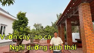 Long an- nhà vườn 27m#69m - nhà mái Thái- chòi - tum- cây ăn trái - ao cá tại Châu Thành