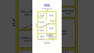 24&times;37 Ghar Ka Naksha | 24&times;37 House Design | 2Bhk Village Plan | #shorts #houseplan #homeplan #home