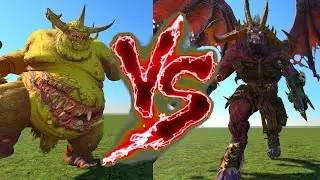 Exalted Great Unclean One (Nurgle) VS Exalted Bloodthirster. Total War Warhammer 3