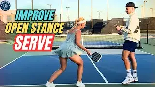 How To Hit More Spin & Power On Serve: Open Stance Pickleball Serve