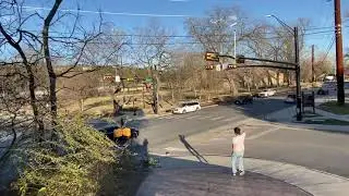 Skateboarder gets his board run over by car!!(almost dies)!