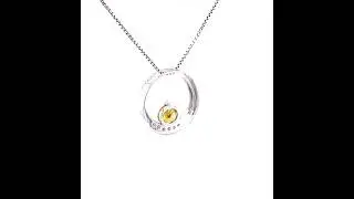Natural Sphene Titanite & Diamond Necklace 14K Solid White Gold 1.06tcw Pendant Necklace Gemstone