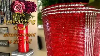 Crystal Rhinestone Vases in V-Style design and floral arrangements by Bling-it-Werks