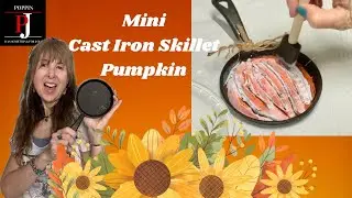 Mini Cast Iron Skillet Pumpkin! 😊🍂 🍁craft #pumpkin #fallcrafts #diyhomedecor