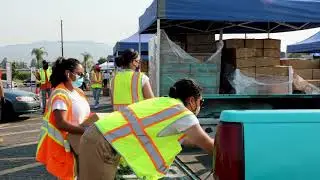 LA Regional Food Bank and Partners Provide a Drive-Thru Food Distribution at the Fairplex