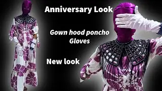 Hood poncho gown with gloves/Anniversary Look/fullbody cover With face cover/#gown #facemask #hood 