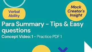Para Summary Tips and Easy Practice Questions |PDF 1|Session 1| CAT/XAT/OMETs| Priyasha Das