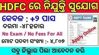 HDFC Bank Recruitment Odisha ! Total Post : 4,807 ! Odisha Job Updates 2020 ! Odisha Job ! Bank Job