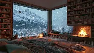 Warm Winter Fireplace Ambience ❄️ Cozy ASMR | Crackling Fire & Calm Night Sounds