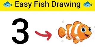 How to draw Fish using 3 Number 🐟|| Fish Drawing || step by step || Easy drawing #fish #easydrawing 
