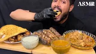 ASMR eating chicken Karahi reshmi kebab chicken tikka naan 🫓 salad and raita