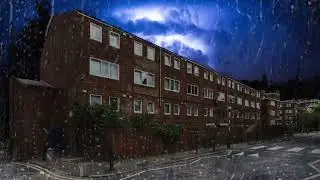 Heavy Rain and Thunderstorm Sound on  Metal Roof of  Victorian Terrace Houses -  Sleep like a Baby