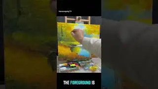 Draw Painted Autumn Forest Landscape