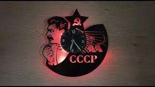 Настенные часы из виниловой пластинки И.В.Сталин.Vinyl record wall clock by I.V. Stalin.