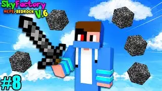 SkyFactory V.6 #8 - Finally i Made Bedrock Sword & Armor | Minecraft PE in Hindi