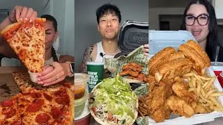 Tiktok mukbang compilation - 25 | wingstop, tacobell, burrito and more!