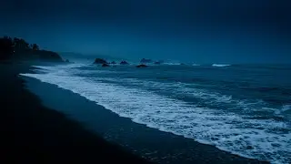 Gentle Ocean Nightscape | Soothing Beach Sounds for Deep Sleep and Emotional Calm 10 Hours