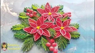 quilling poinsettia flowers V7 tutorial  | DIY paper poinsettia flower , Christmas decoration