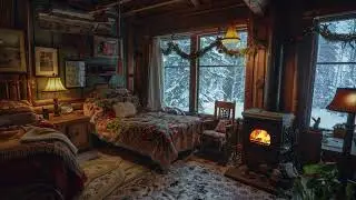 Warm Cottage Retreat | Crackling Fire Sounds for Sleep in a Snowy Winter Atmosphere