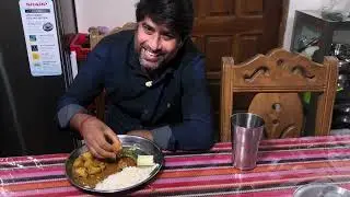 eating show with sound // eating rice chicken curry and vegetable