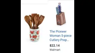 Pioneer women cutlery prep set|wooden utensil set and holder|youhoo reviews