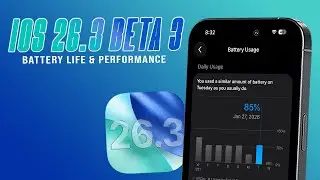 Время работы от батареи и производительность в iOS 26.3 Beta 3 (после 24 часов)