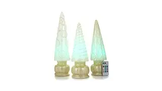Winter Lane Set of 3 Lighted ColorChanging Wax Trees