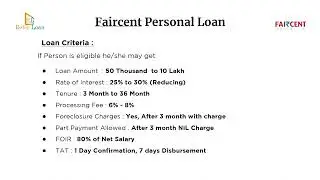 Faircent Personal Loan Policy Video in English Updated