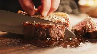 Beef steak cutting ASMR 