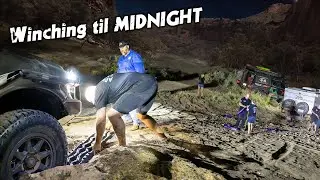 Entering Sandy Riverbed with Camper Trailers
