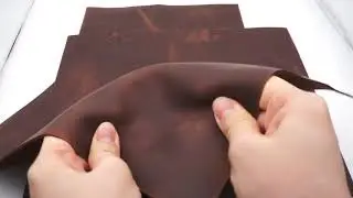 Crazy horse leather sheet in dark chestnut. very strong oil tanned pull up leather piece