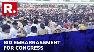 Shoes Hurled At Rajasthan Congress Minister Ashok Chandna by Sachin Pilot Supporters at Public rally