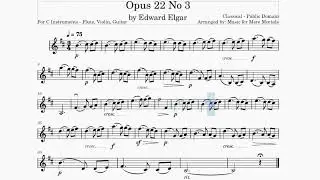 Opus 22 No. 3 by Elgar - Classical  &ndash; Play Along for Violin, Flute or Guitar