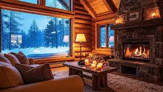 Snowy Afternoon Cabin Jazz ❄️ Cozy Lounge for Relaxation