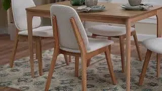 2 Baxton Studio Hudson White Natural Brown Upholstered Dining Chairs - The Classy Home