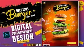 Fast_ Food_ Poster_ Design_ in_ Photoshop// Digital Food Advertisement Poster design in photoshop.