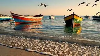 Beautiful Coastal Village Video | Colorful Boats Harbor Free Stock video