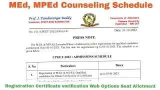 CPGET MED MPED WEB COUNSELING REGISTRATION CERTIFICATE VERIFICATION WEB OPTIONS SEAT ALLOTMENT DATES