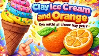 Colourful clay icecream 🍦aur orange 🍊 