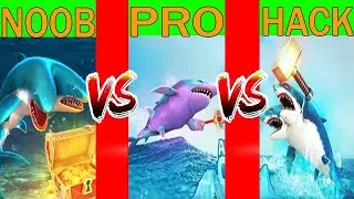 Double Head Shark Attack - NOOB VS PRO VS HACK - RHINO SHARK VS LAVA SHARK VS MEGA MAX