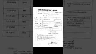 LL.B 6th sem time table bu bhopal Barktullah university bhopal law college bhopal exam TIME TABLE