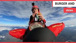 Skydiver eats burger while hurtling through the air | SWNS TV