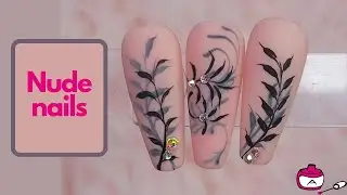 Nude greenery nail art | How To | Nail Art