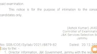 JKP Sub Inspector Official Syllabus Out | JKP SI edit Option