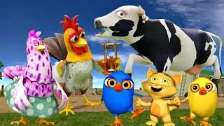 El Pollito y El Tractor  3D El pollito y dainasuair El Toro y Tractor La Vaca canciones de la granja